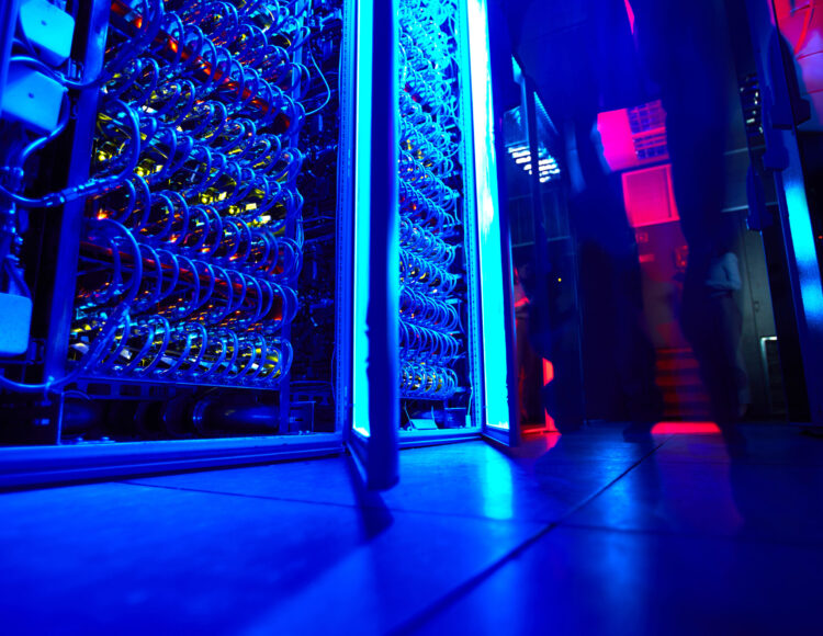 Supercomputer in server room of research institute